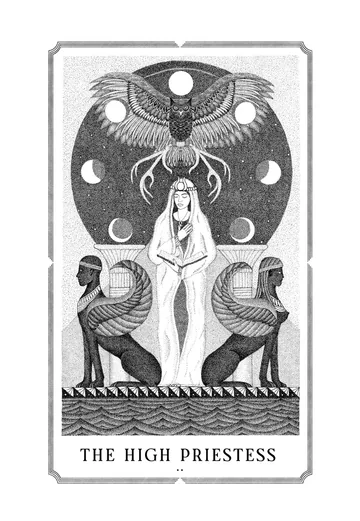 The High Priestess, original drawing by Mike Pinette.