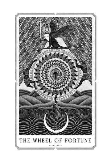 The Wheel of Fortune, original drawing by Mike Pinette.